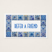 青い地中海のタイル枠の紹介カード (正面)