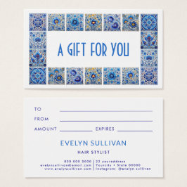 青い地中海のタイル枠ギフトカード