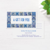 青い地中海のタイル枠ギフトカード (デスク)