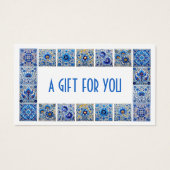 青い地中海のタイル枠ギフトカード (正面)
