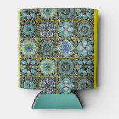 青い地中海の緑でタイルをパーソナライズ文字 缶クーラー (正面)