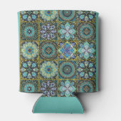 青い地中海の緑でタイルをパーソナライズ文字 缶クーラー (裏面)