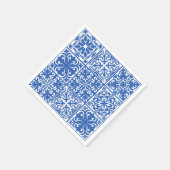 青い地中海スタイルのタイル ウェディングまたはブライズシャワー スタンダードカクテルナプキン (角)