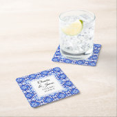 青い地中海 ポルトガル アズレージョ 水彩画 スクエアペーパーコースター (インサイチュ)