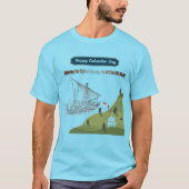 青い地平線にコロンブスを称える Tシャツ (正面)