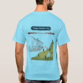 青い地平線にコロンブスを称える Tシャツ (裏面)