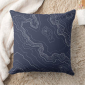 青い地形の地図 クッション (ブランケット)