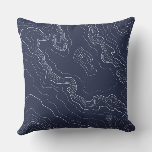 青い地形の地図 クッション (裏面)