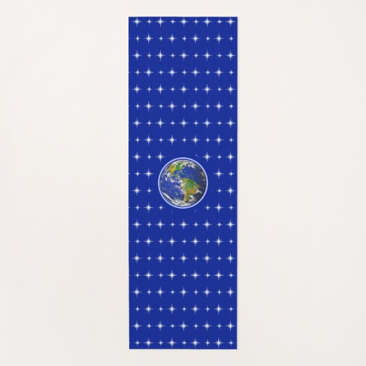 青い地球と星 ヨガマット (正面)