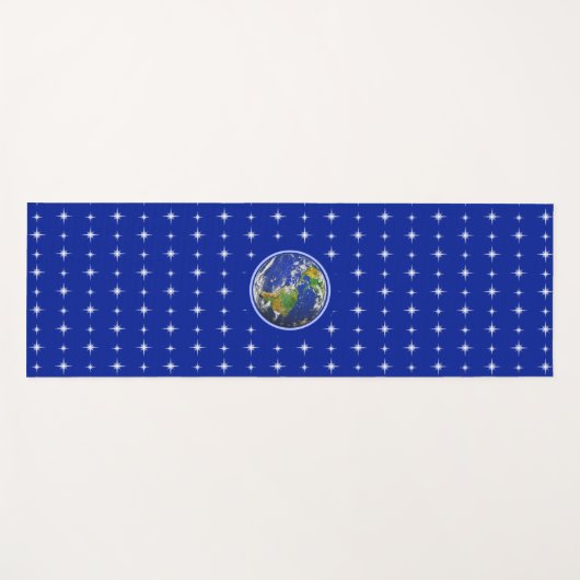 青い地球と星 ヨガマット (正面(横))