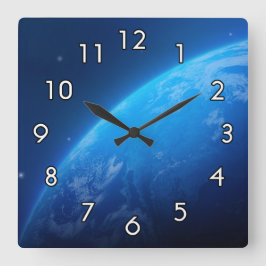 青い地球 スクエア壁時計