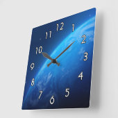 青い地球 スクエア壁時計 (傾斜)