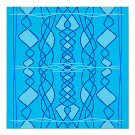 青い垂直ジオメトリデザイン ポスター (正面)