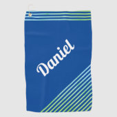 青い垂直ストライプ選手の名モダン前ゴルファー ゴルフタオル (正面)