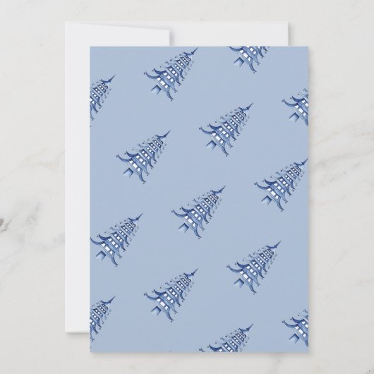 青い塔のクリスマスツリー ギフトカードホルダー 招待状 (裏面)