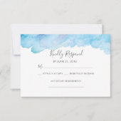 青い塩辛い海風Water color RSVPカード 招待状 (正面)