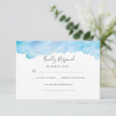 青い塩辛い海風Water color RSVPカード 招待状 (スタンド正面)