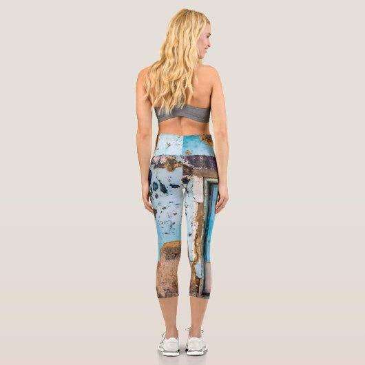 青い壁とドア カプリレギンス (裏面)