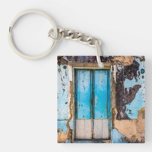 青い壁とドア キーホルダー (正面)