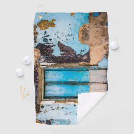 青い壁とドア ゴルフタオル