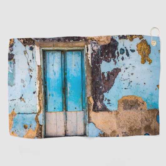 青い壁とドア ゴルフタオル (横)