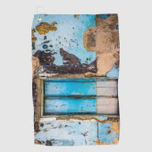 青い壁とドア ゴルフタオル (正面)