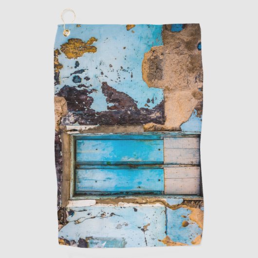 青い壁とドア ゴルフタオル (正面)