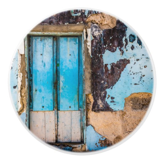 青い壁とドア セラミックノブ (正面)