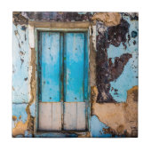 青い壁とドア タイル (正面)