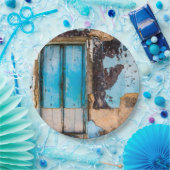 青い壁とドア ペーパープレート (パーティー)