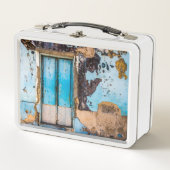 青い壁とドア メタルランチボックス (正面)