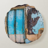 青い壁とドア ラウンドクッション (裏面)