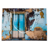 青い壁とドア ラージペーパーバッグ (正面)