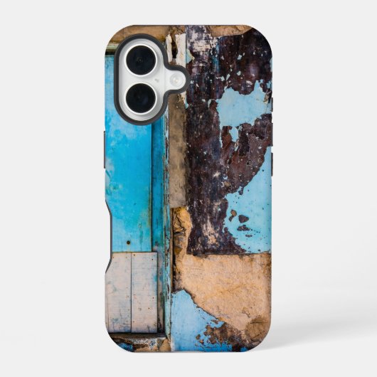 青い壁とドア iPhone 16ケース (裏面)