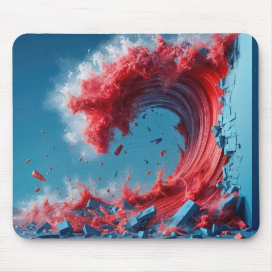 青い壁を打ち砕く政治赤波 マウスパッド (正面)