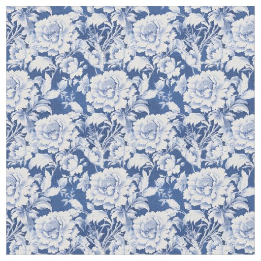 青い壁紙に白いバラの花自然 ファブリック (クローズアップ)