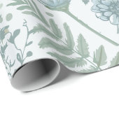 青い壁紙フローラ ラッピングペーパー (ロールコーナー)