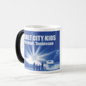 青い変形させるマグ モーフィングマグカップ (正面左)