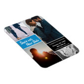 青い変更救日新の写真結婚の更新 マグネット (右側)