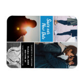 青い変更救日新の写真結婚の更新 マグネット (横)