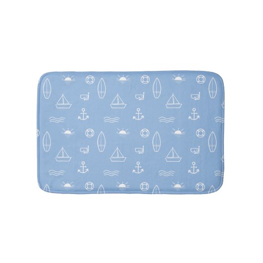 青い夏の海のシ航海のームレスパターン バスマット (正面)