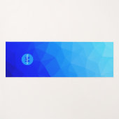 青い夏の海の幾何学的メッシュパターンモノグラム ヨガマット (正面(横))