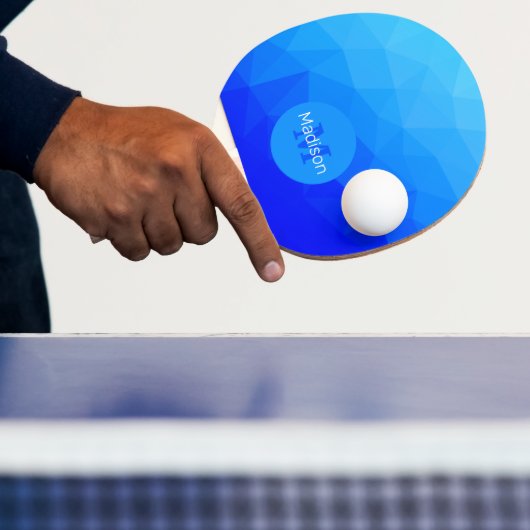 青い夏の海の幾何学的メッシュパターンモノグラム 卓球ラケット (インサイチュ)