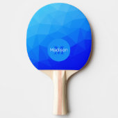 青い夏の海の幾何学的メッシュパターンモノグラム 卓球ラケット (正面)