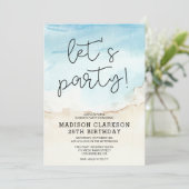 青い夏の海パーティー誕生日招待状 招待状 (スタンド正面)