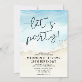 青い夏の海パーティー誕生日招待状 招待状