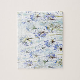 青い夏の花の水色のスケッチ ジグソーパズル