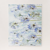 青い夏の花の水色のスケッチ ジグソーパズル (縦)