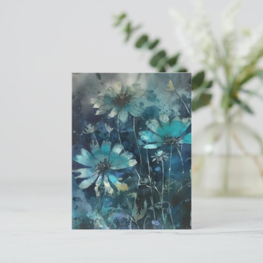 青い夏の花 ポストカード (スタンド正面)