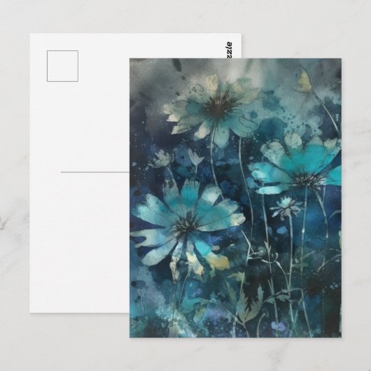 青い夏の花 ポストカード (正面/裏面)